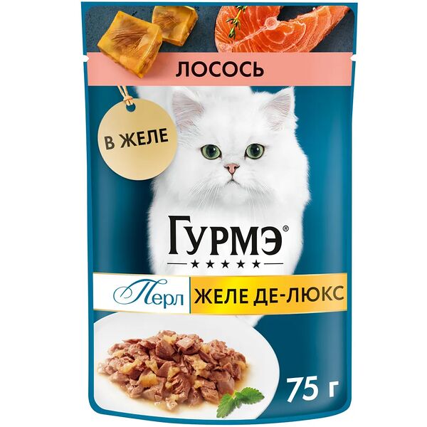 Влажный корм Гурмэ Желе Де-Люкс для кошек, с лососем в роскошном желе