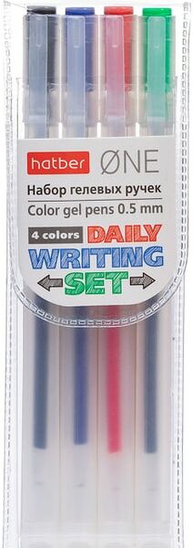 Набор ручек Hatber One гелевые 0.5мм 4 цвета