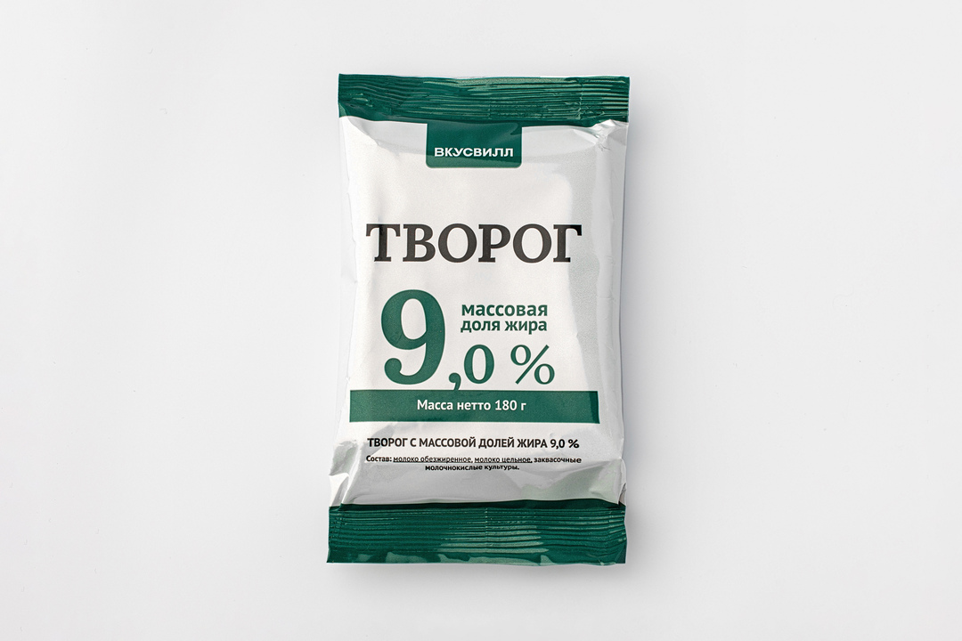 

Творог ВкусВилл 9%, 180 г