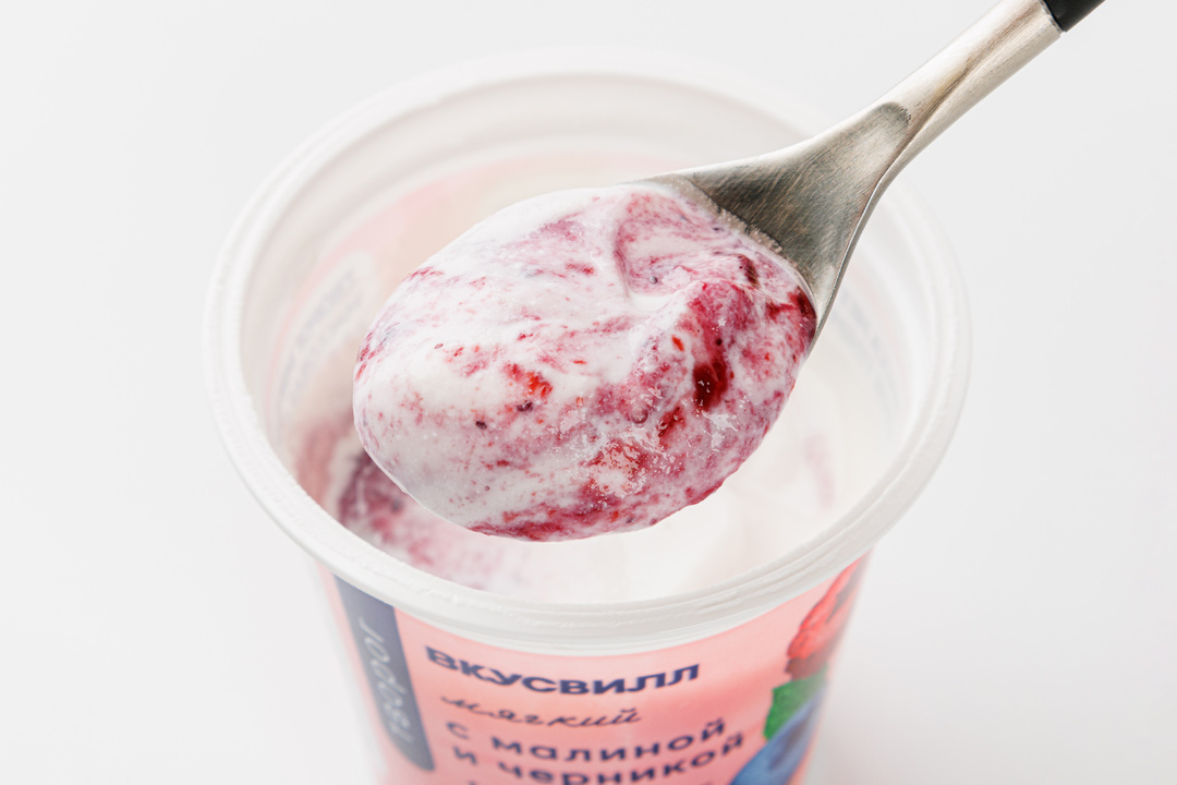 

Творог мягкий с малиной и черникой ВкусВилл 4%, 125г