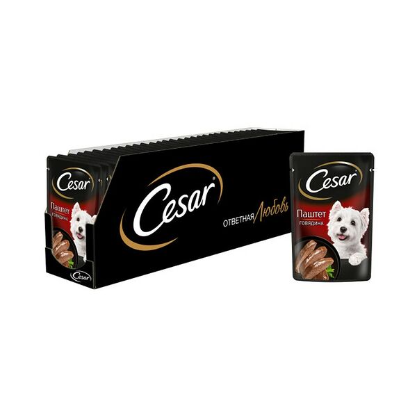 Корм для собак CESAR паштет с говядиной пауч 80г (упаковка - 28 шт)