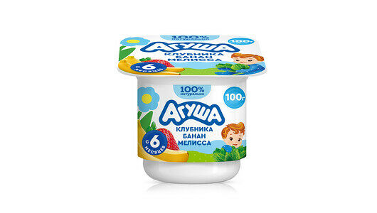 Творог детский фруктовый Агуша Засыпай-ка Клубника-Банан-Мелисса 100г с 6 месяцев 100г