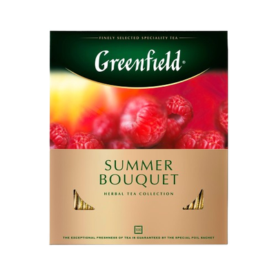 Напиток чайный Greenfield травяной Summer Bouquet со вк малины с/я 100шт*2г