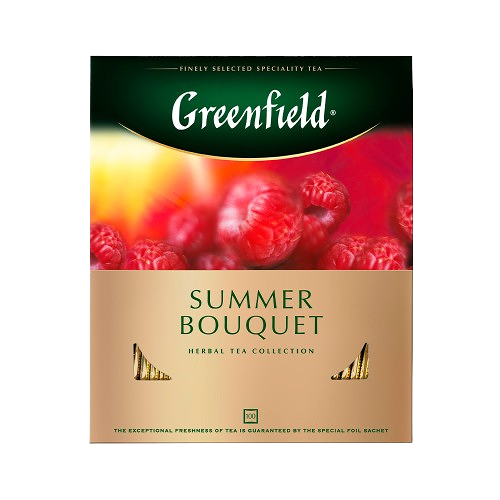 Чайный напиток GREENFIELD травяной Summer Bouquet со вк и аром малины с/я 200г