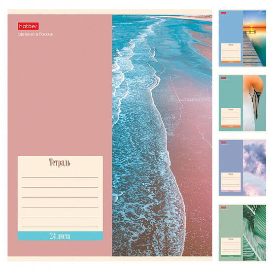 Тетрадь 24л А5 клетка на скобе серия Nature 24Т5В1