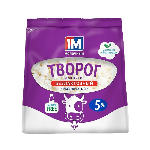 Творог безлактозный 5% 350г пл полим 1М Молочный