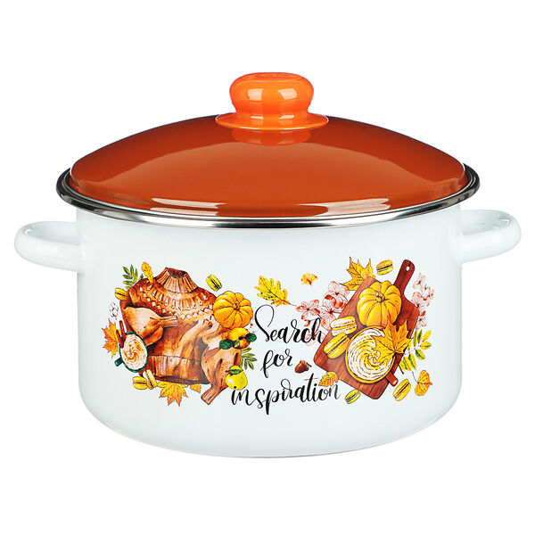 Осенняя романтика кастрюля эмалированная 4 л