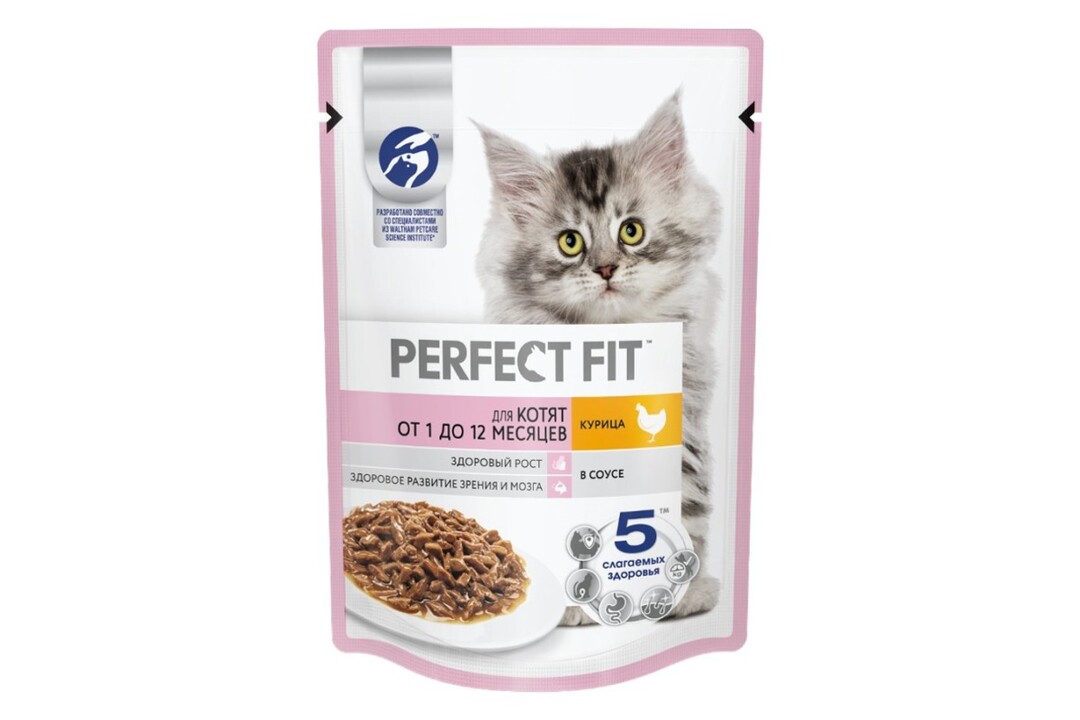 

Влажный корм Perfect Fit с курицей в соусе для котят от 1 до 12 месяцев 75 г