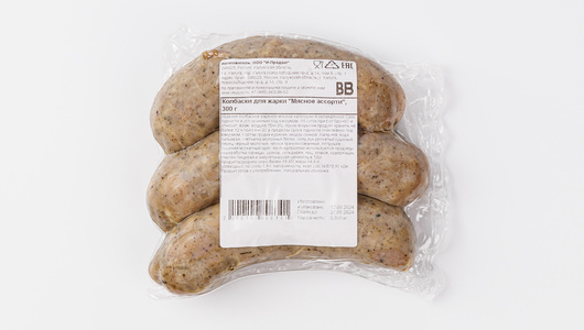 

Колбаски для жарки ВкусВилл Мясное ассорти, 300г