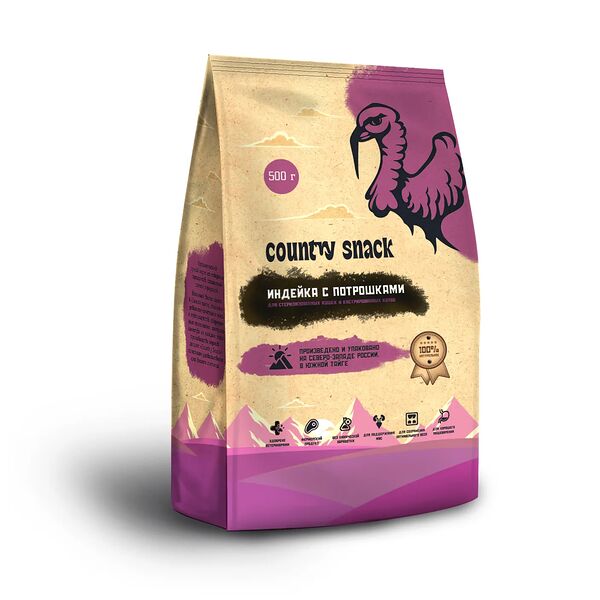 Country snack корм сухой для стерилизованных кошек и кастрированных котов Индейка с потрошками