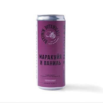 Напиток газированный Bakunin Botanicals Маракуйя и ваниль безалкогольный, 330мл