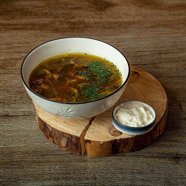 Грибной кулеш с гречкой и говяжьим языком