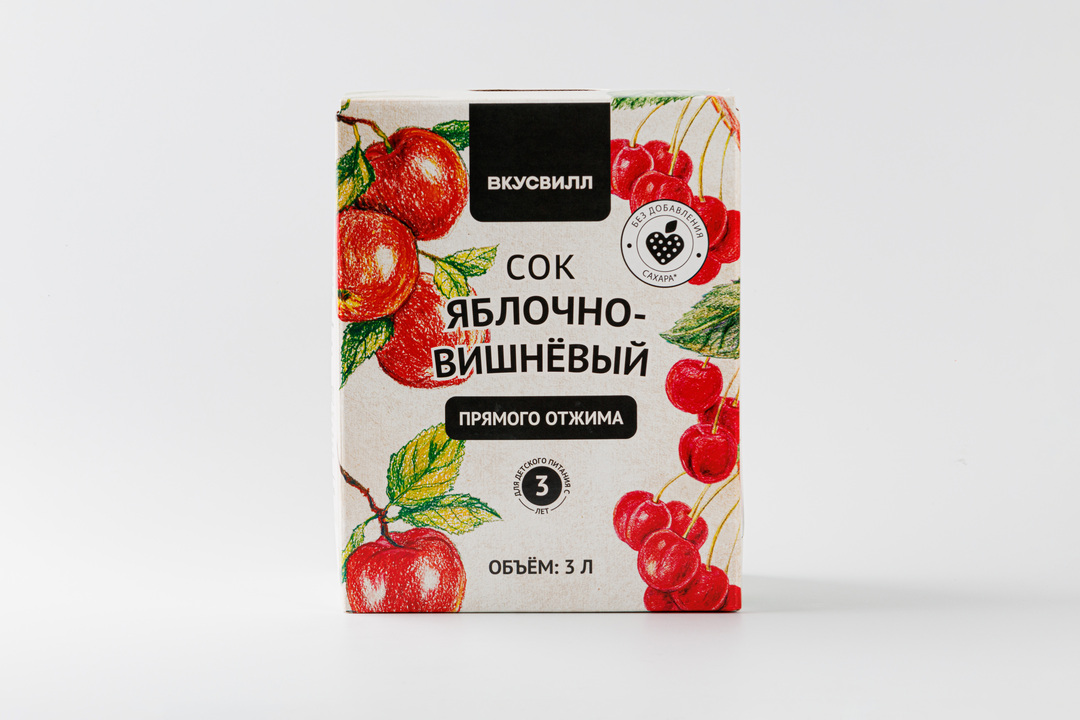 

Сок яблочно-вишневый прямого отжима, 3 л