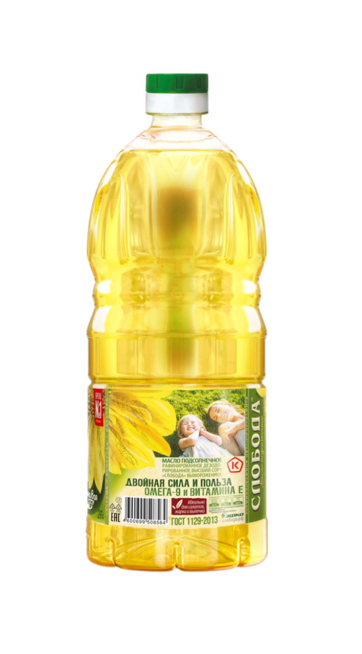 

Масло Подсолнечное Слобода рафинированное высший сорт, 2.7 л