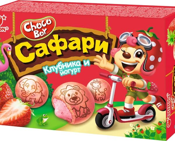 Печенье Orion Choco Boy затяжное Cафари Клубника и Йогурт 39г