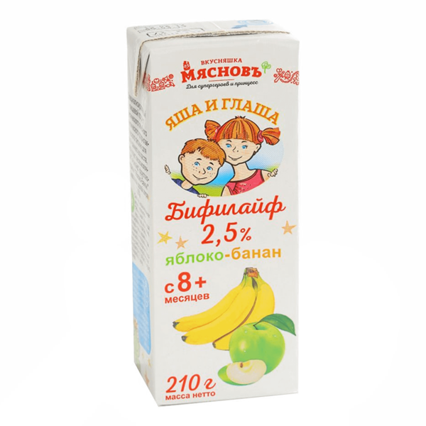 Бифилайф Яблоко-банан 2,5% МясновЪ Вкусняшка