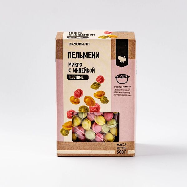 Пельмени ВкусВилл микро с индейкой цветные 500 г