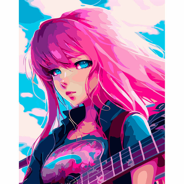 S039 - Набор для рисования по номерам 'Аниме. Девушка с гитарой', 40*50см, Cristyle