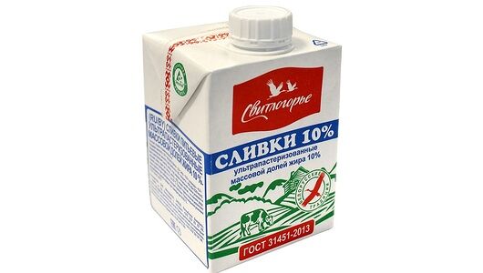 Сливки ультрапастеризованные Свитлогорье 10%