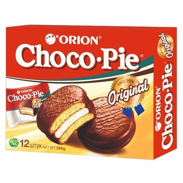 Пирожное Orion Choco Pie в глазури 12шт, дизайн упаковки в ассортименте 360г