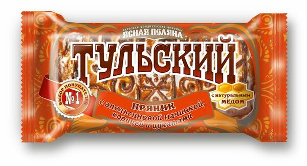 Пряник Тульский Ясная Поляна с апельсиновой начинкой, корицей и цукатами, 140 г 