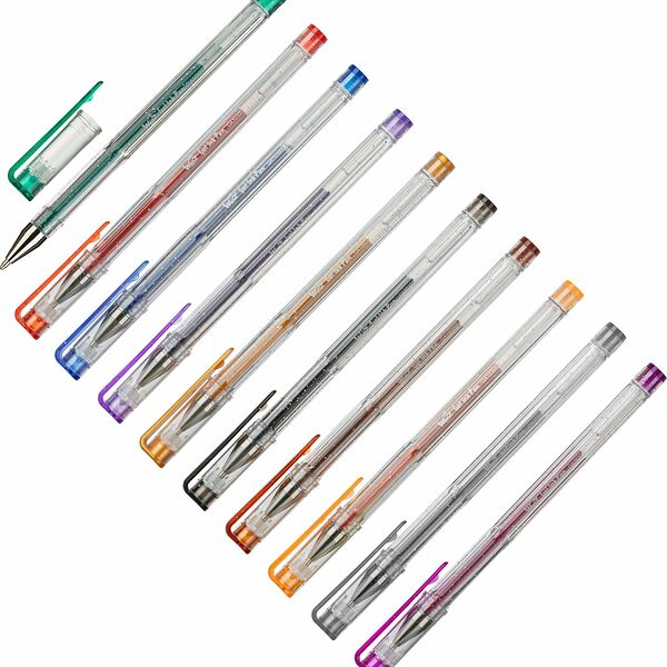 Набор гелевых ручек 10 цв. с блестками PVC GA 103000 0,7мм