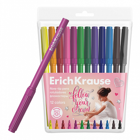 

Фломастеры ErichKrause Pointes, 12 цветов