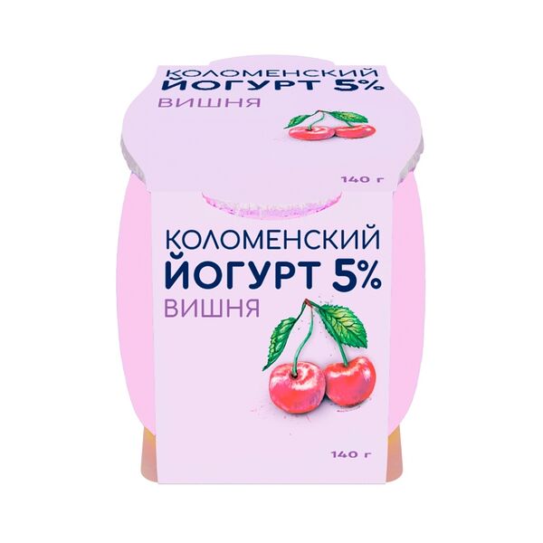 Йогурт Вишня 5%, Коломенский, 140 г, Россия, БЗМЖ