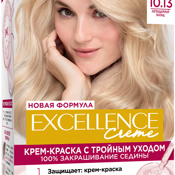 Крем-краска для волос Loreal Excellence Creme Оттенок 10.13 Легендарный блонд, 192 мл