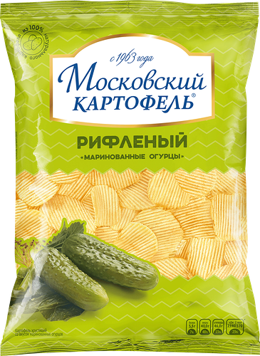 Чипсы картофельные Московский картофель Маринованные огурцы рифленые 120 г