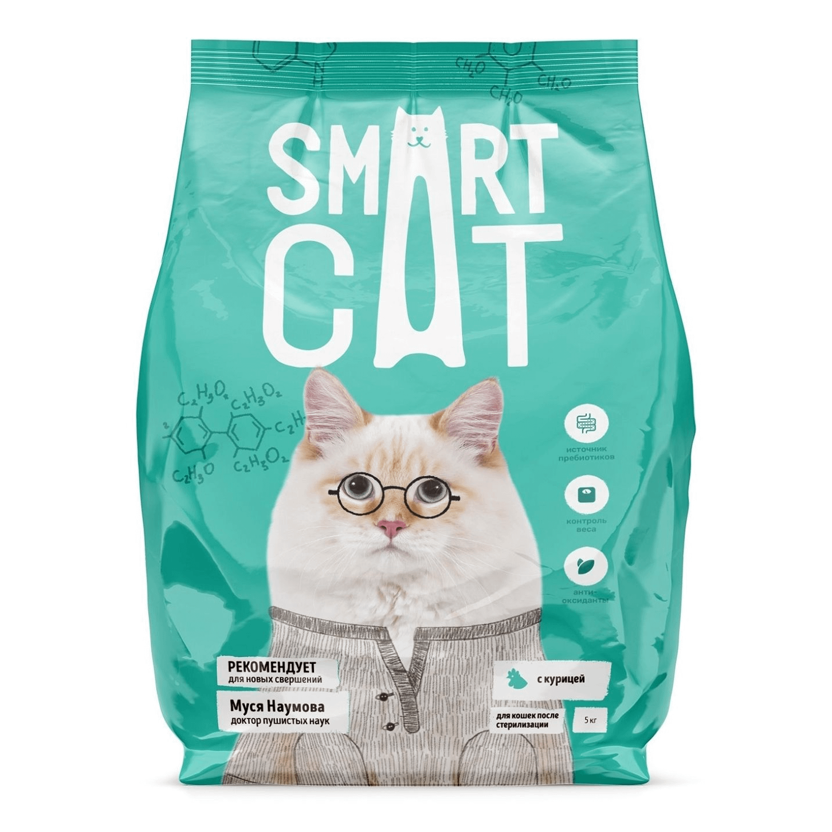 

Сухой корм Smart Cat с курицей для стерилизованных кошек, 5 кг