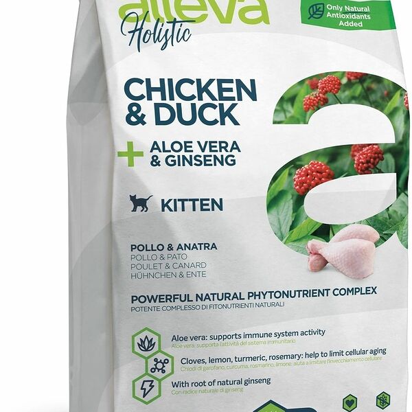 Сухой корм для котят Alleva Holistic Kitten с курицей, уткой, алое вера и женьшенем, 400г