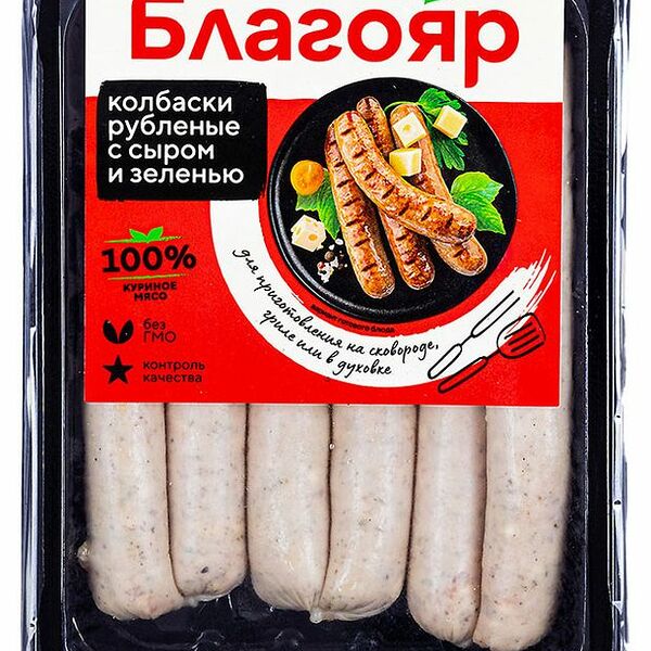 Колбаски Благояр рубленые с сыром и зеленью, 360г