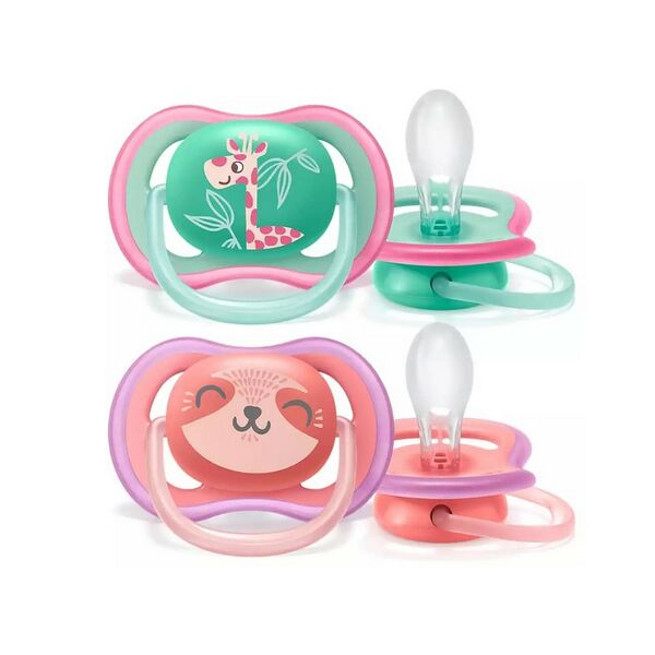 Пустышка силиконовая Ultra Air декор, 18 мес.+ (уп. 2 шт.), для девочки, SCF349/12,86348 Philips AVENT