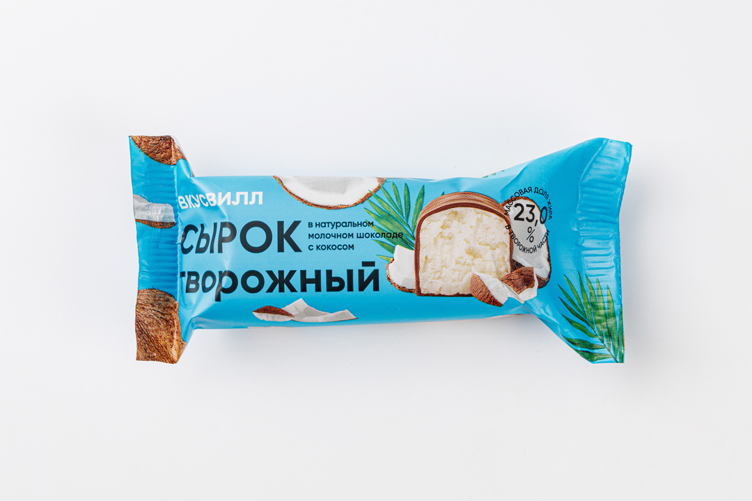 

Сырок творожный ВкусВилл с кокосом в молочном шоколаде 23% 55 г
