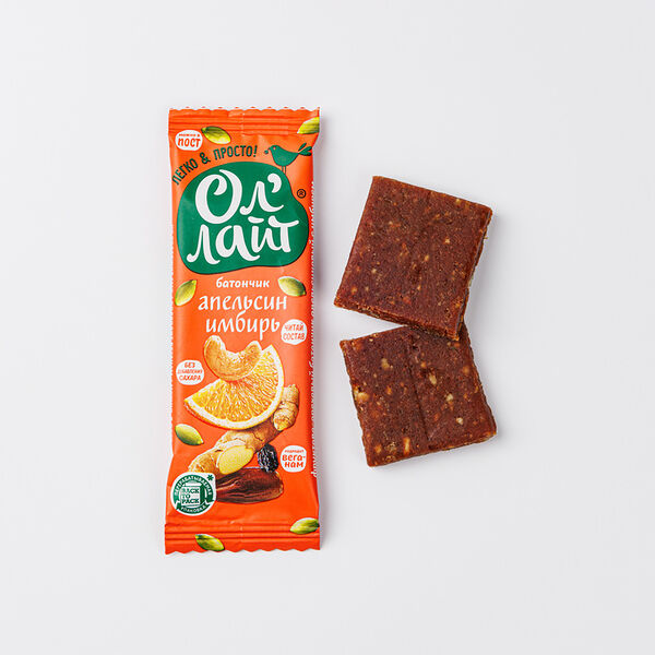 Батончик фрукт-ореховый апельсин с имбирем, кафе