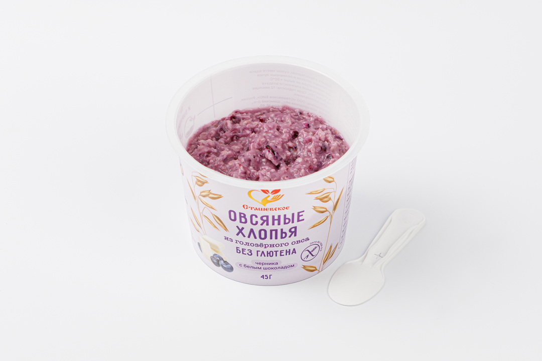 

Хлопья овсяные Сташевское с белым шоколадом и черникой 45 г