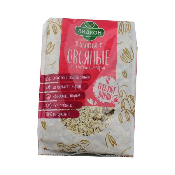 Хлопья овсяные не треб варки ТМ Лидкон 400г