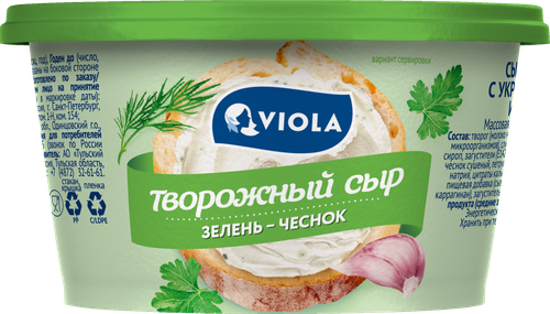 

Сыр творожный Viola с зеленью и чесноком 66% 140 г