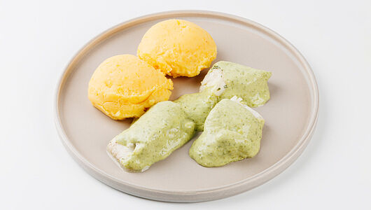 Филе трески с картофельно-тыквенным пюре