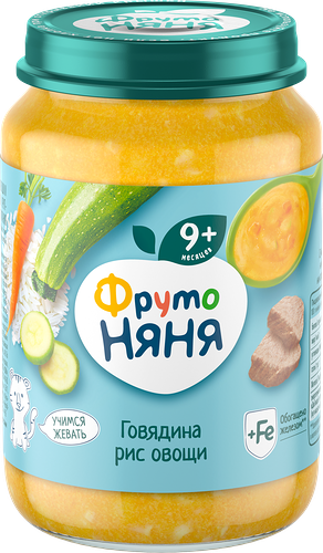 Пюре мясорастительное ФрутоНяня говядина рис овощи с 9 месяцев 190 г