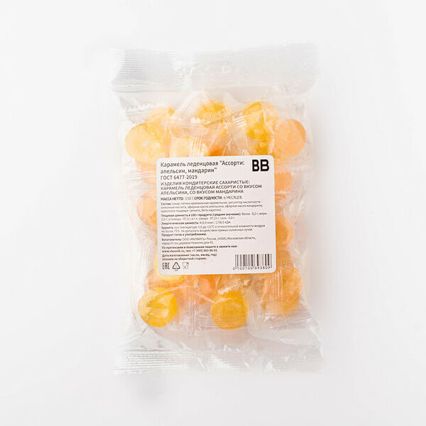 Карамель леденцовая Ассорти: апельсин, мандарин, 150г