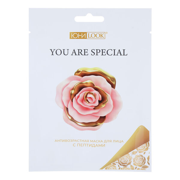 Юниlook маска тканевая антивозрастная с пептидами золотое кружево, 25 мл