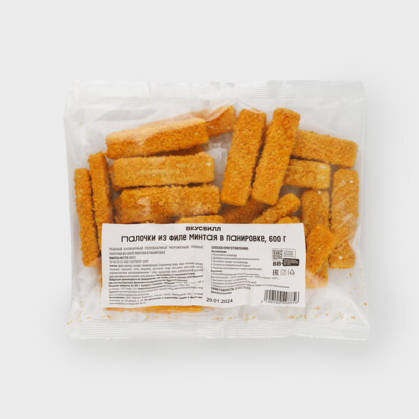 Палочки из филе минтая в панировке зам., 600 г Продукт замороженный 