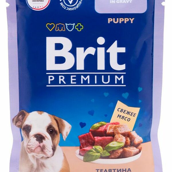 Влажный корм для щенков Brit Premium телятина в соусе 85 г