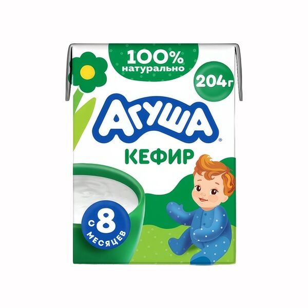 Кефир Агуша Первая ложка 3.2% с 8 месяцев, 204 г