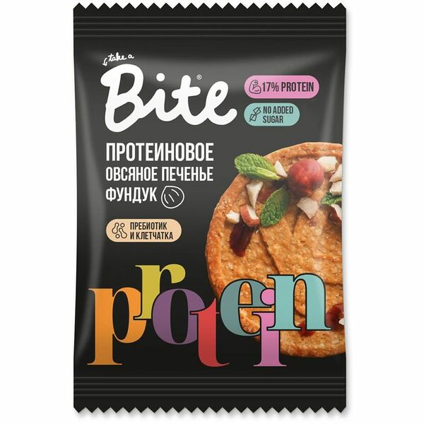 Печенье Take A Bite овсяное протеиновое с фундуком 69 г