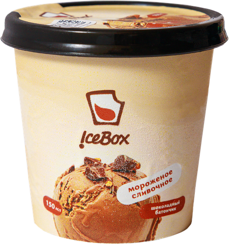 Мороженое ICE BOX Шоколадный батончик сливочное 7,3%, без змж, картонный стакан, 65г
