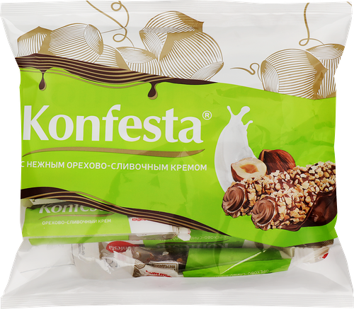 Конфеты Konfesta с орехово-сливочной начинкой, глазированные
