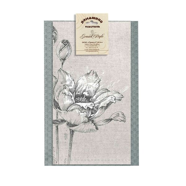 Набор кухонных полотенец Мак, 2 шт, 39х60 см, полулён, вафля, шелкография